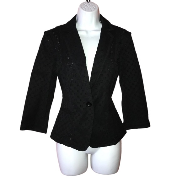 Talbots Jackets & Blazers - Talbots Eyelet Stretch Black Blazer Jacket - 10P - NWT